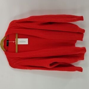 BloomChic open cardigan sweater coral pink orange size 2X cable knit Bloom chic